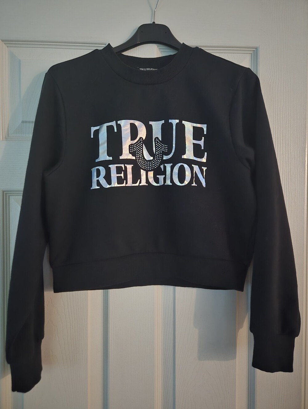 True Religion Women's Black Logo Sweatshirt Like New, Only Worn Ones